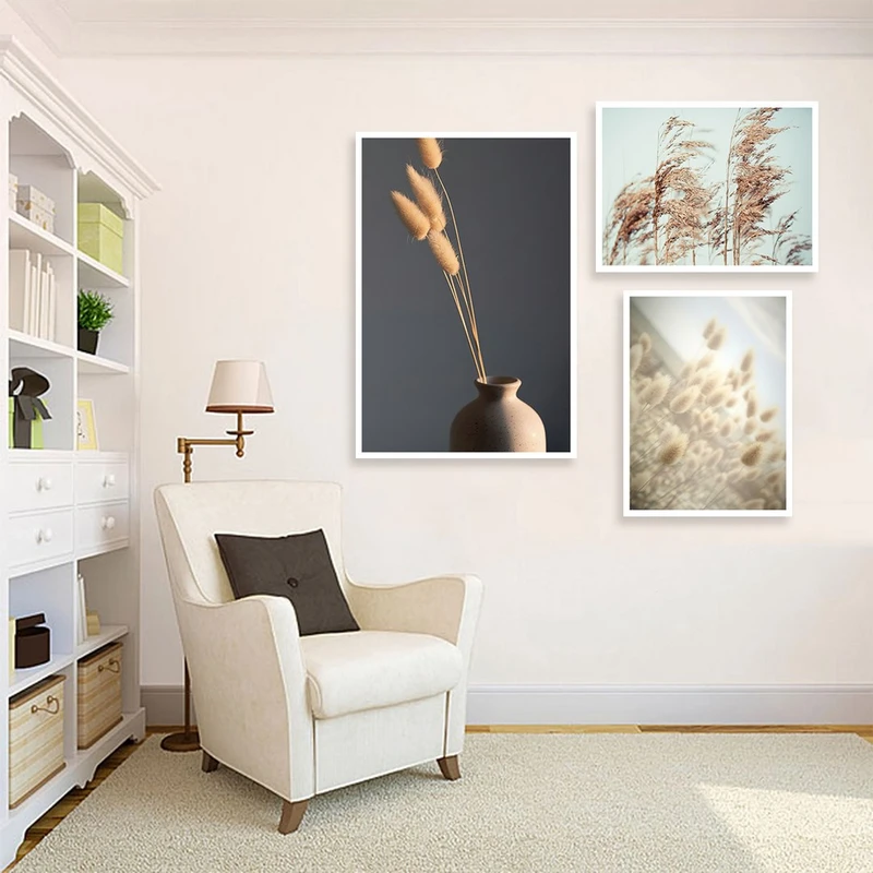 تابلو بکلیت مدل طرح گل نی و قاصدک W-1001  مجموعه 3 عددی