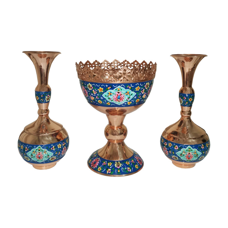 ست میوه خوری و گلدان مسی کد FDP2501 مجموعه 3 عددی