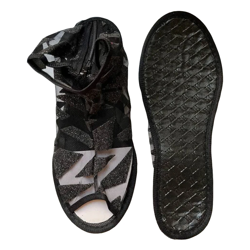 پاپوش زنانه مدل کف چرم پشت زیپ دار اشکال لمه