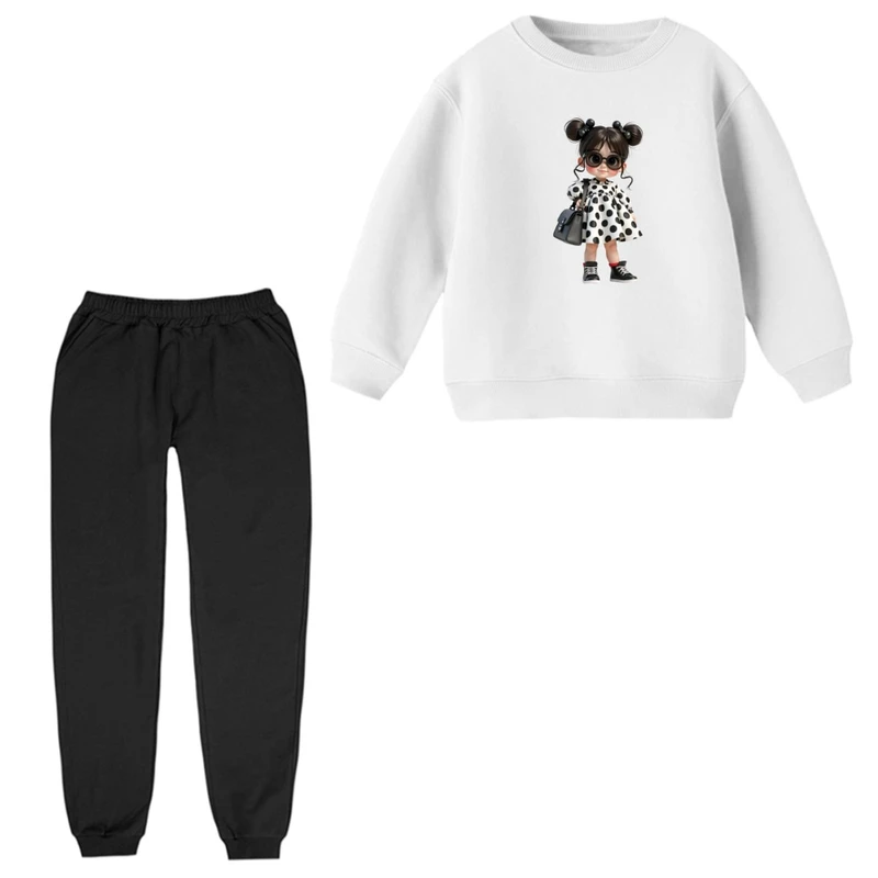 ست سویشرت و شلوار راحتی بچگانه مدل دخترک کد 1  