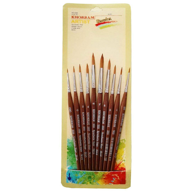 قلم مو گرد خرم کد 555 مجموعه 10 عددی