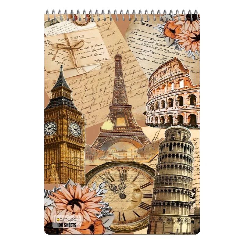 دفتر شطرنجی 100 برگ کارنیکا طرح وینتج اسکرپ بوک Vintage Scrapbook کد 76193