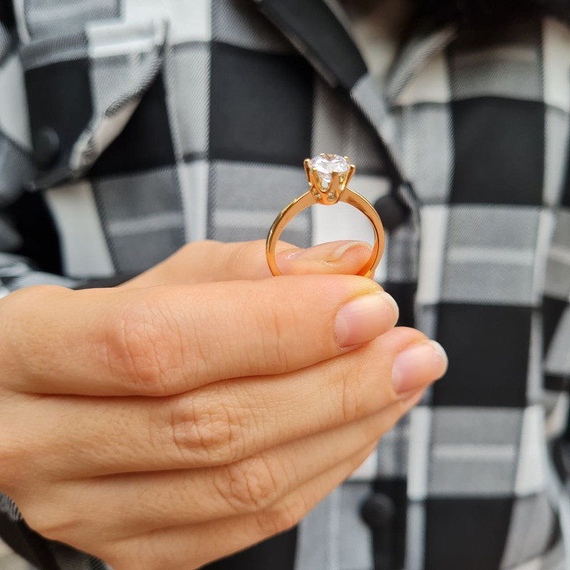 انگشتر زنانه ژوپینگ مدل تک نگین الماسی حلقه