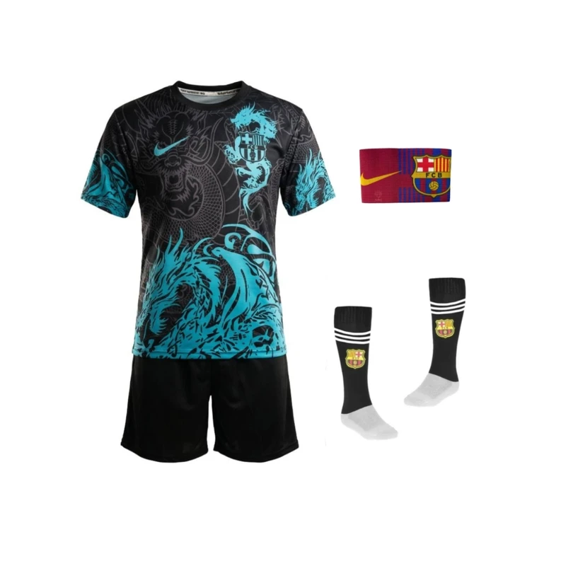 ست 4 تکه لباس ورزشی پسرانه مدل دراگون بارسلونا طرح یامال 2026f