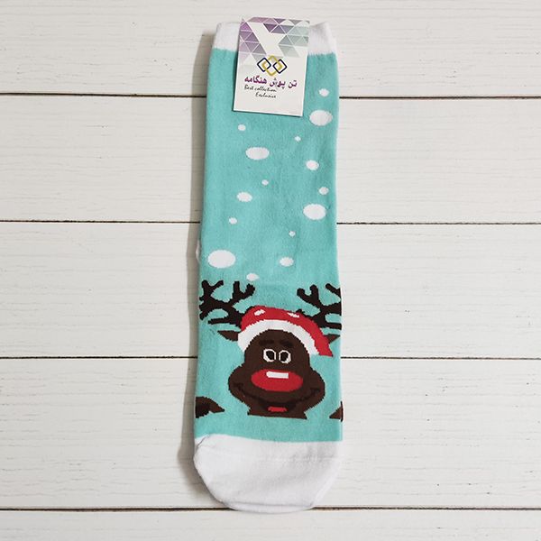 جوراب ساق بلند زنانه تن پوش هنگامه مدل کریسمس گوزن کد BLW11 - - 2
