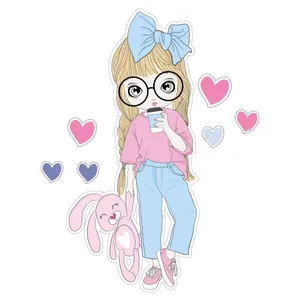 استیکر دیواری کودک تُکتم مدل love girl کد15