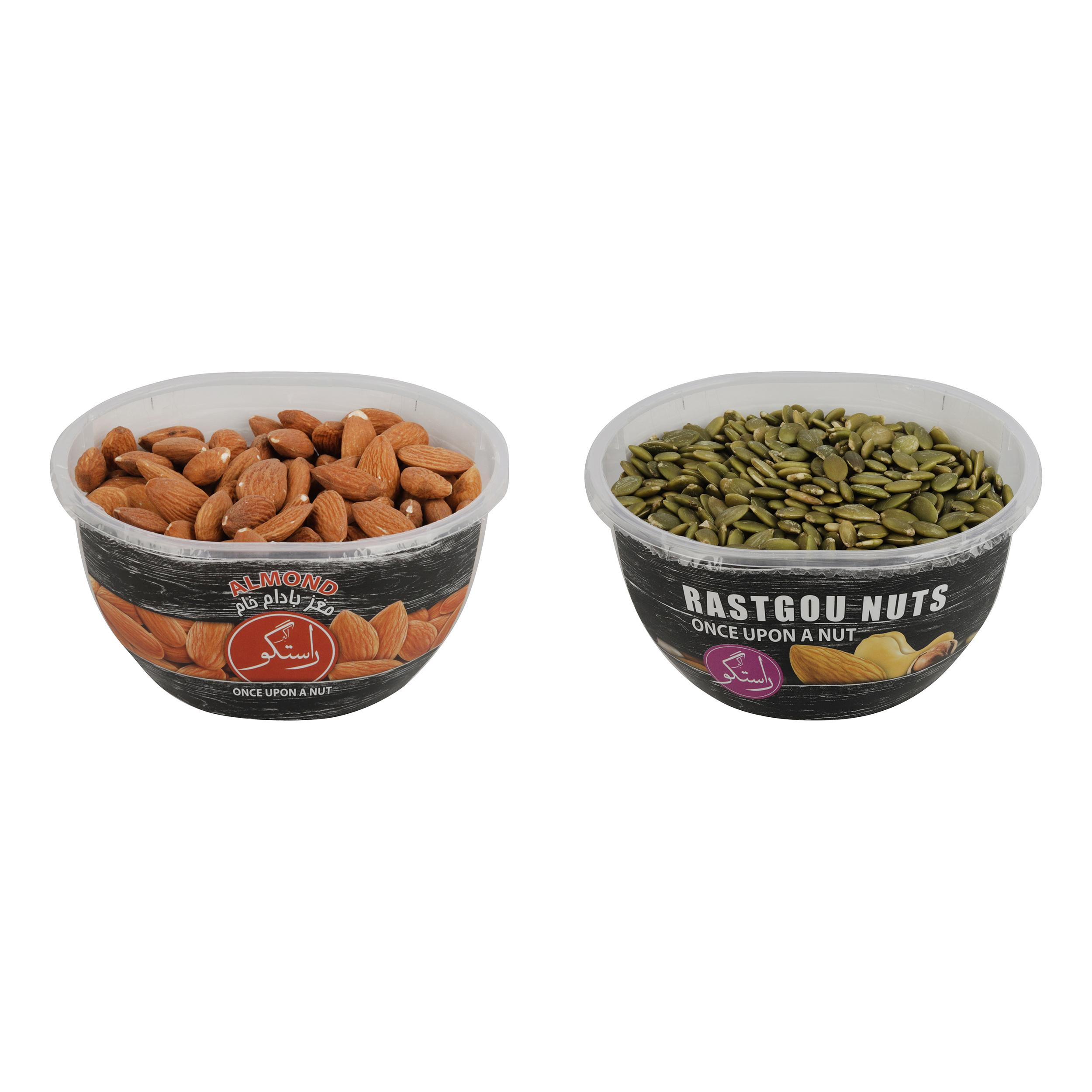 بادام زرین اکبر راستگو - 300 گرم به همراه تخمه کدو راستگو - 300 گرم