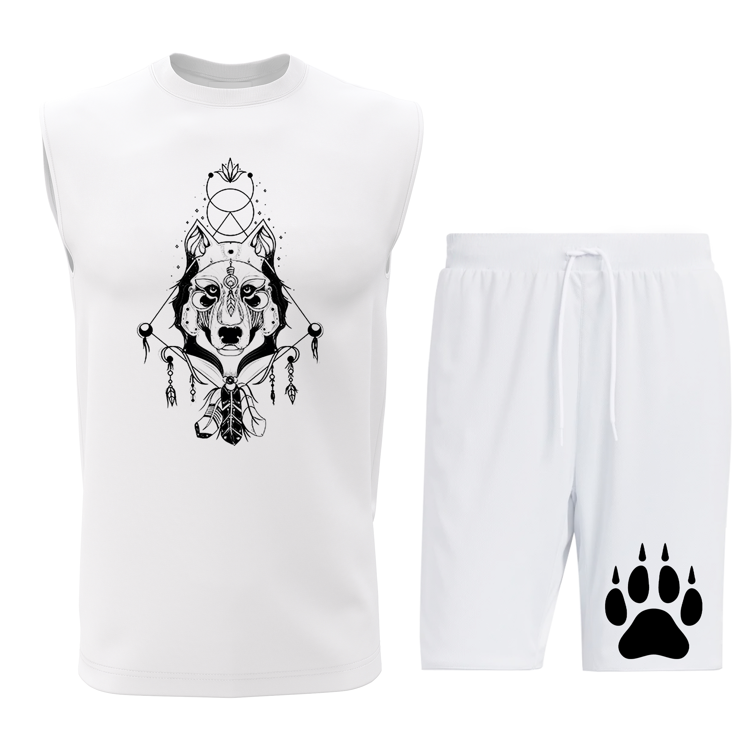 ست تاپ و شلوارک مردانه طرح گرگ مدل W017W