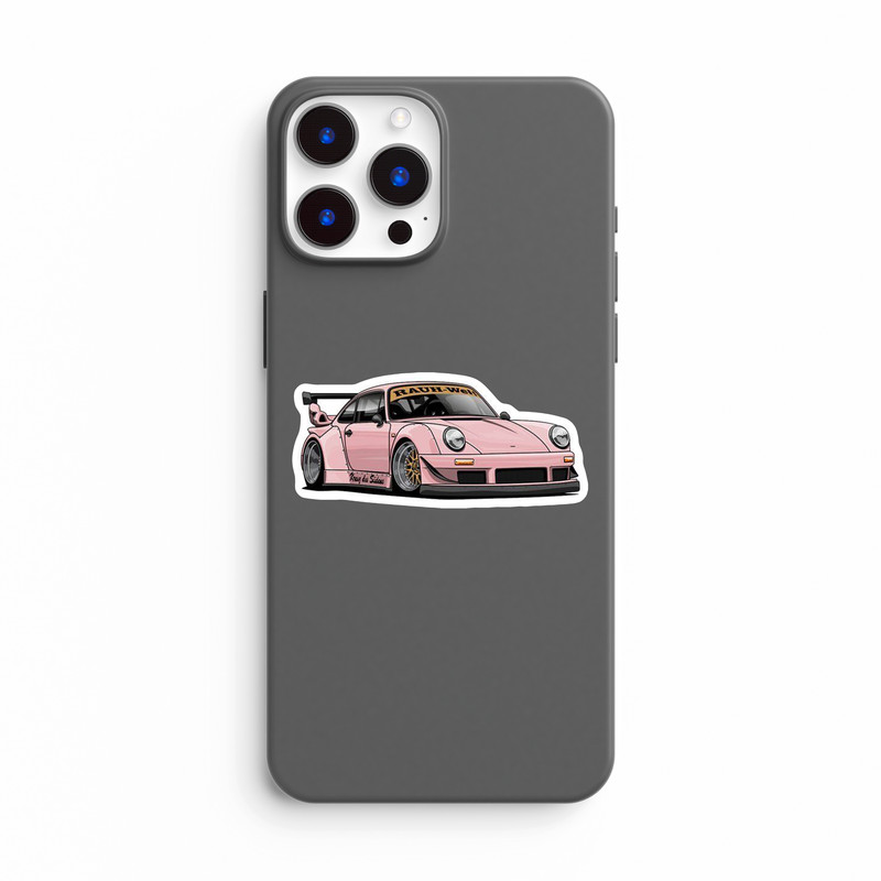 استیکر لپ تاپ و موبایل بووم طرح ماشین مدل Porsche صورتی کد UV050