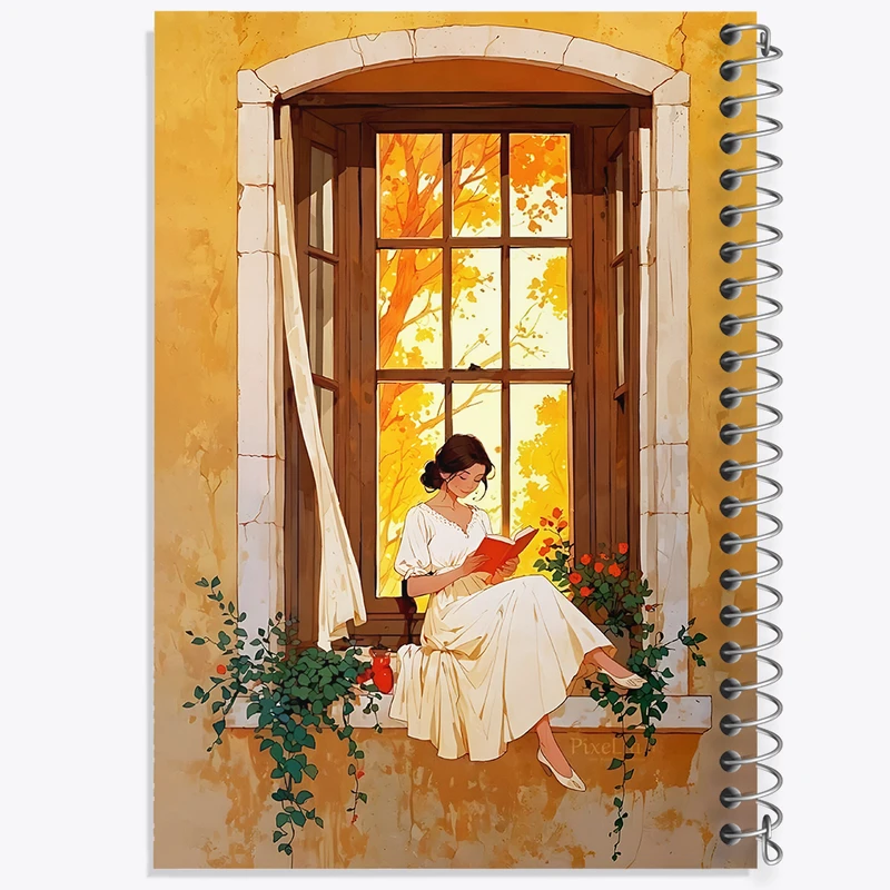 دفتر مشق 100 برگ خندالو طرح دختر کتابخوان کد F7386