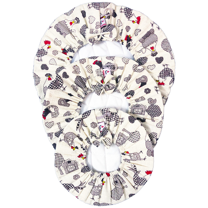 ست دمکنی 3 تکه صبا طرح مرغ و خروس کد 153