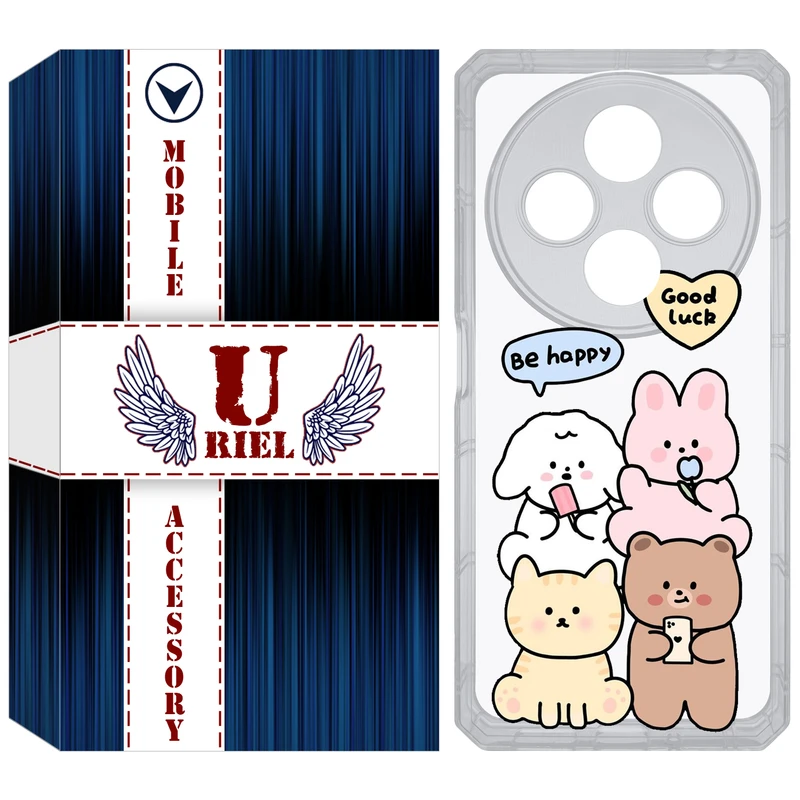 کاور یوریل مدل Clear کد 14 طرح خوشحال مناسب برای گوشی موبایل شیائومی Redmi 14C / Poco C75