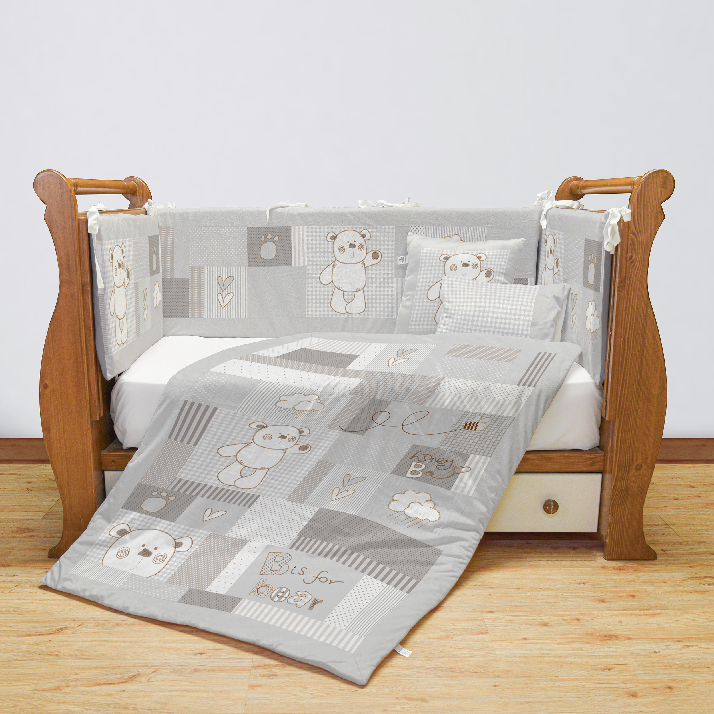 سرویس روتختی 7 تکه کودک مامزکیوتی مدل چهل تکه طوسی SK37