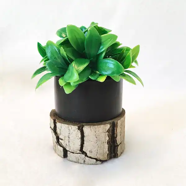 گلدان به همراه گل مصنوعی مدل ریحان سنگی کد 537