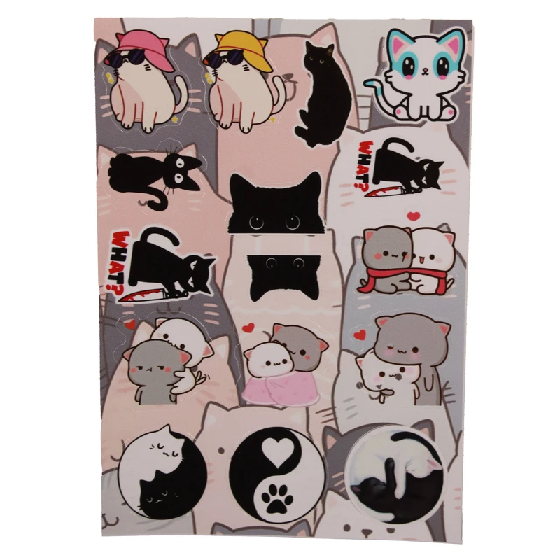 برچسب مدل برش خورده طرح گربه مجموعه 16 عددی