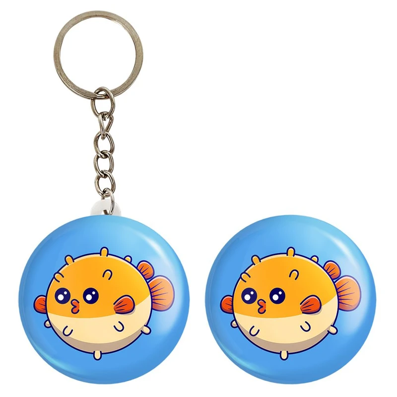 پیکسل خندالو مدل حیوانات بامزه ماهی بادکنکی کد 29640 به همراه جاکلیدی