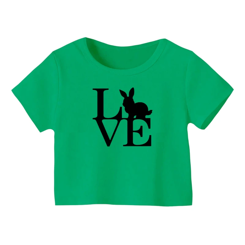 کراپ‌ تی‌شرت آستین کوتاه زنانه مدل خرگوش‌ کد ۱۰