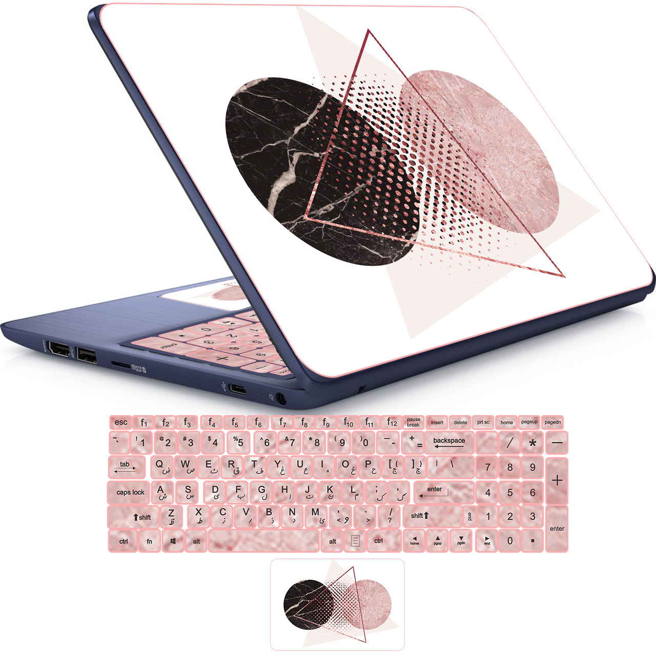 استیکر لپ تاپ راتیانا مدل fantastic19 مناسب برای لپ تاپ 15 تا 17 اینچ به همراه برچسب حروف فارسی کیبورد