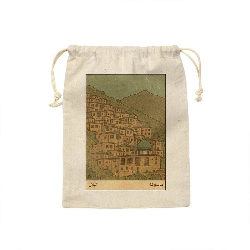 کیسه نان و سبزی ترمه طراحان ایده مدل کارت روستای ماسوله کد map1501 - S سایز 19x19 سانتی متر