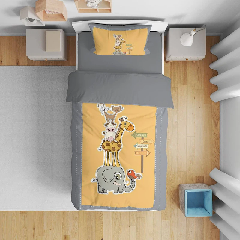 سرویس خواب مدل مزرعه حیوانات بازیگوش یک نفره 5 تکه