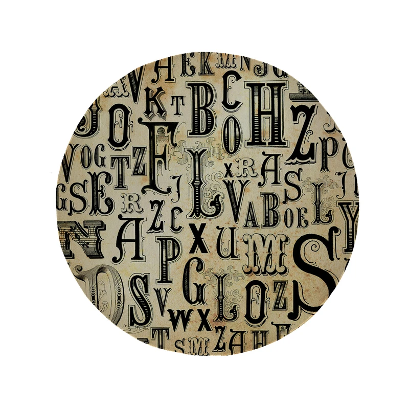 پادری مدل دایره طرح حروف لاتین کد 6158 سایز 90 × 90 سانتی متر