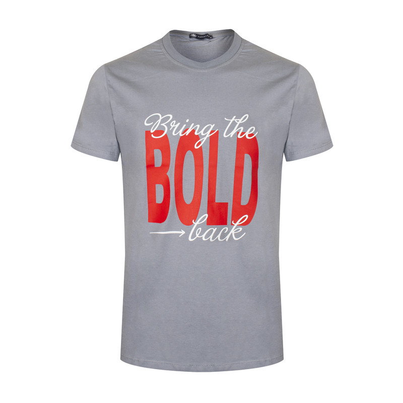 تی شرت آستین کوتاه مردانه ناوالس مدل BOLD BACK رنگ طوسی