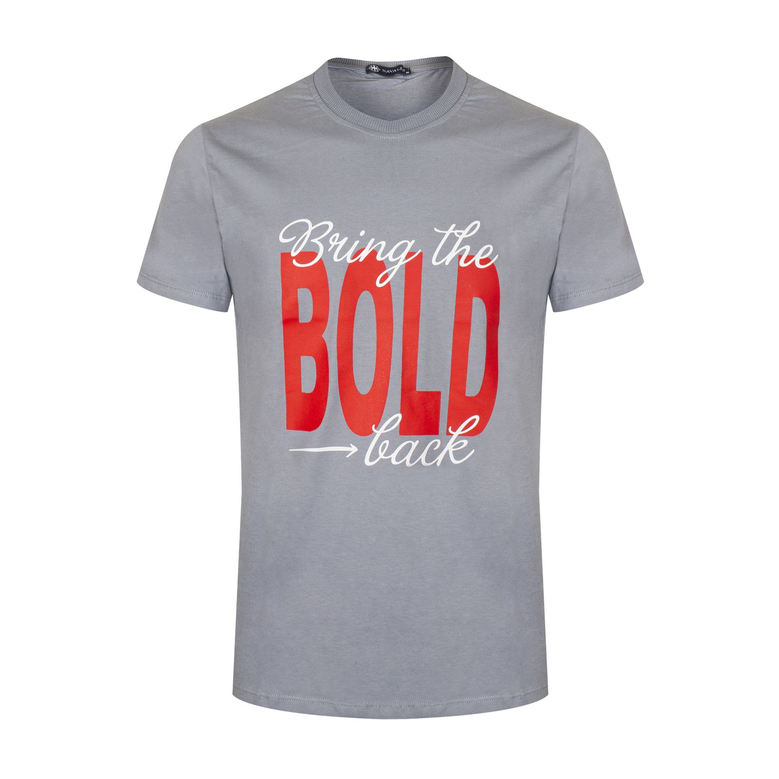 تی شرت آستین کوتاه مردانه ناوالس مدل BOLD BACK رنگ طوسی -  - 1