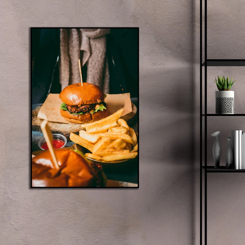 تابلو بکلیت طرح برگر مدل B-D2253 فریم مشکی