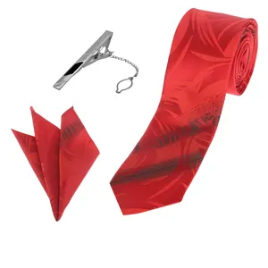 ست کراوات و دستمال جیب و گیره کراوات مردانه کد 17