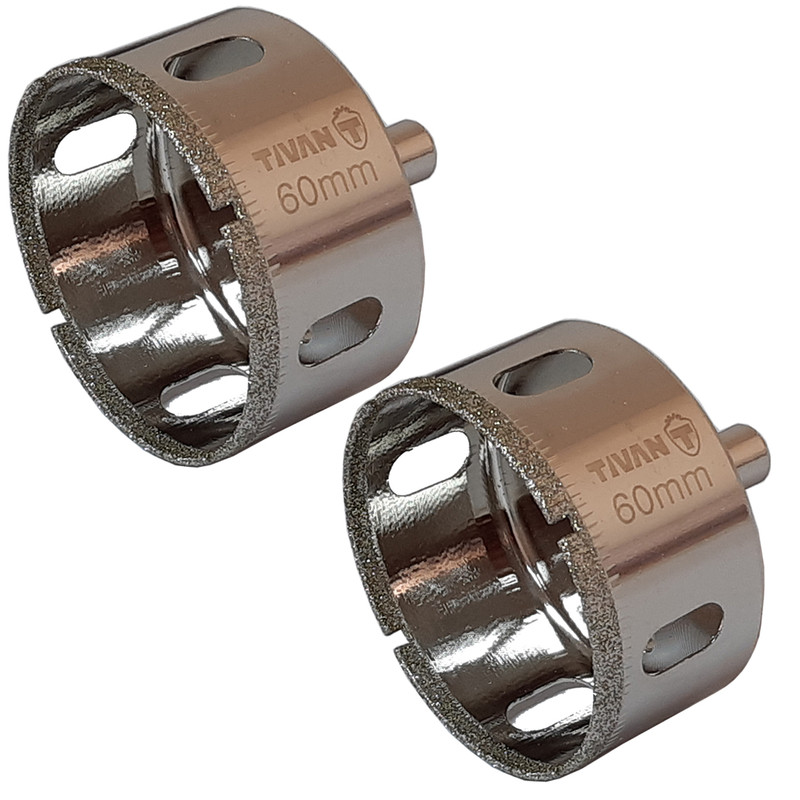 مته گردبر شیشه تیوان مدل HT - 0060 سایز 60 میلیمتر مجموعه دو عددی