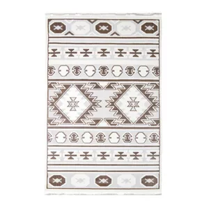 فرش ماشینی 320 شانه فرش سهند زمینه نسکافه‌ای حاشیه گردوئی مدل S02E.2D