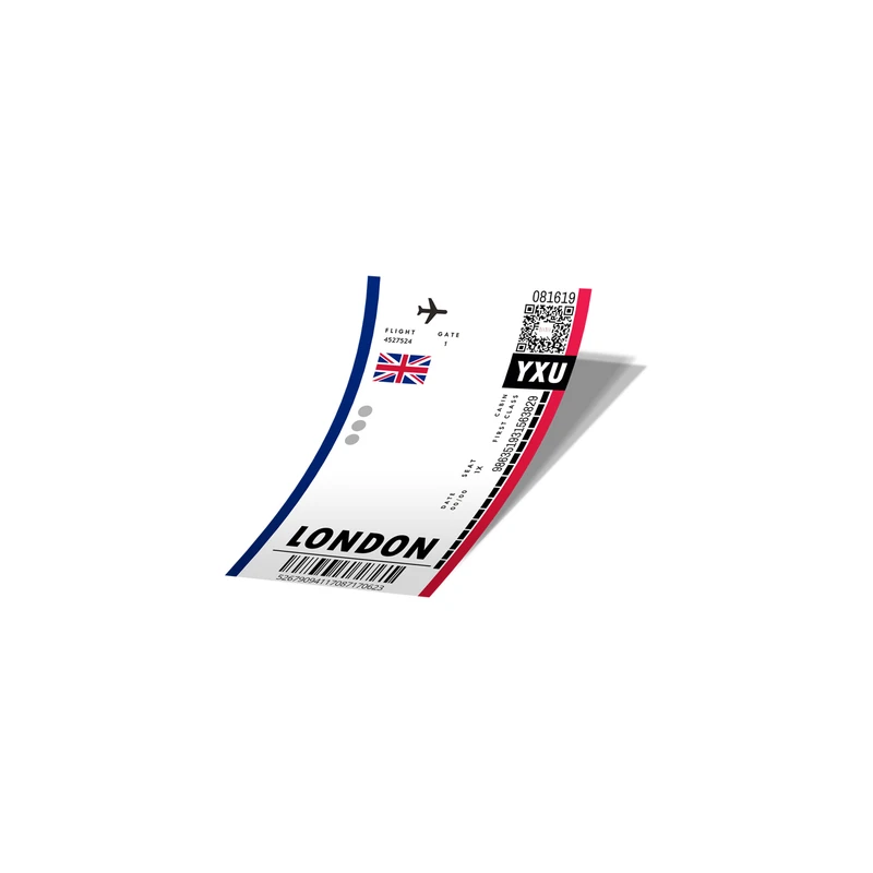 استیکر تزئینی موبایل و تبلت لولو مدل بلیط هواپیما به لندن Boarding Pass to London کد 800