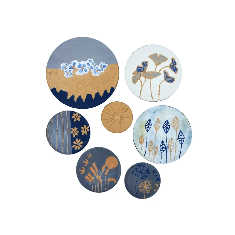 بشقاب دیوارکوب سفالی کد G8883-d مجموعه 7 عددی 