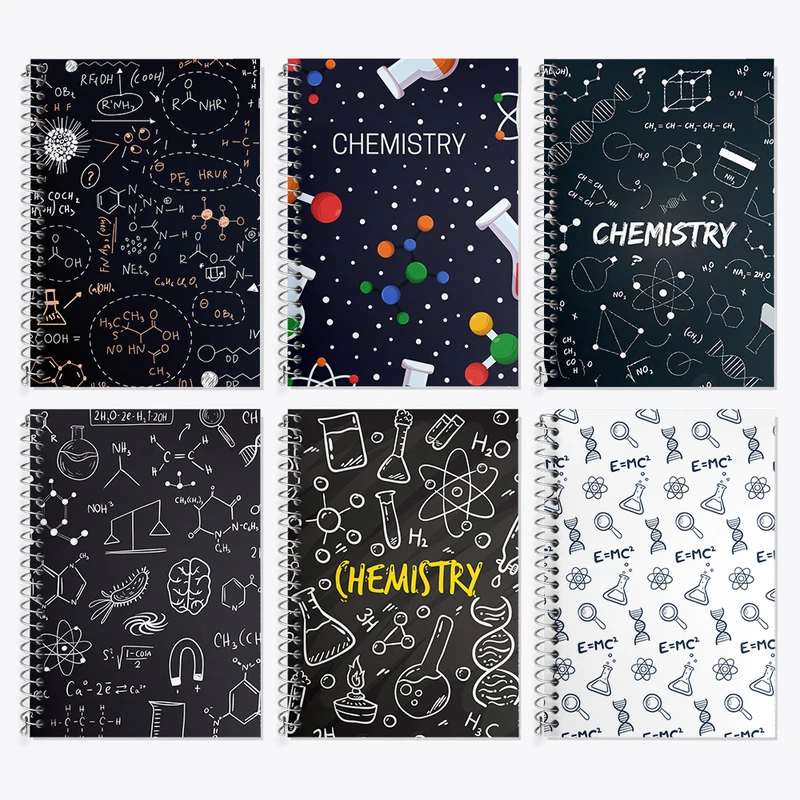 دفتر زبان 50 برگ خندالو مدل دو خط طرح شیمی کد 90 مجموعه 6 عددی