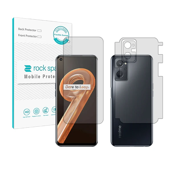 محافظ صفحه نمایش شفاف راک اسپیس مدل HyGEL مناسب برای گوشی موبایل ریلمی 9i به همراه محافظ پشت گوشی و لنز