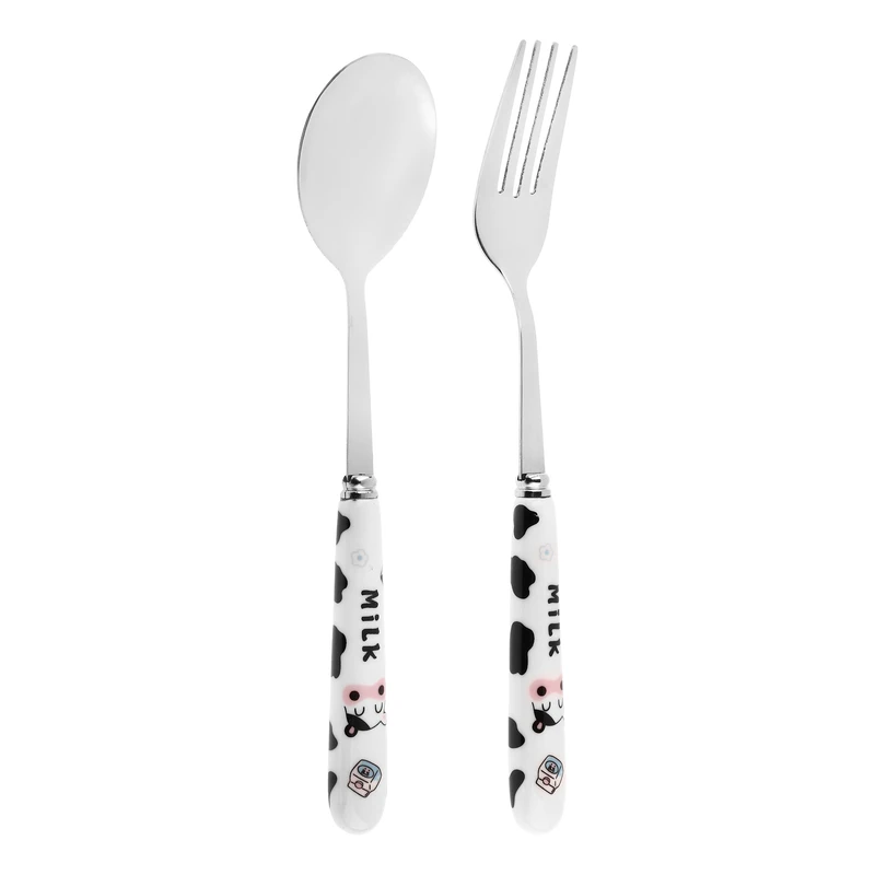 ست قاشق و چنگال کودک مدل milk مجموعه دو عددی