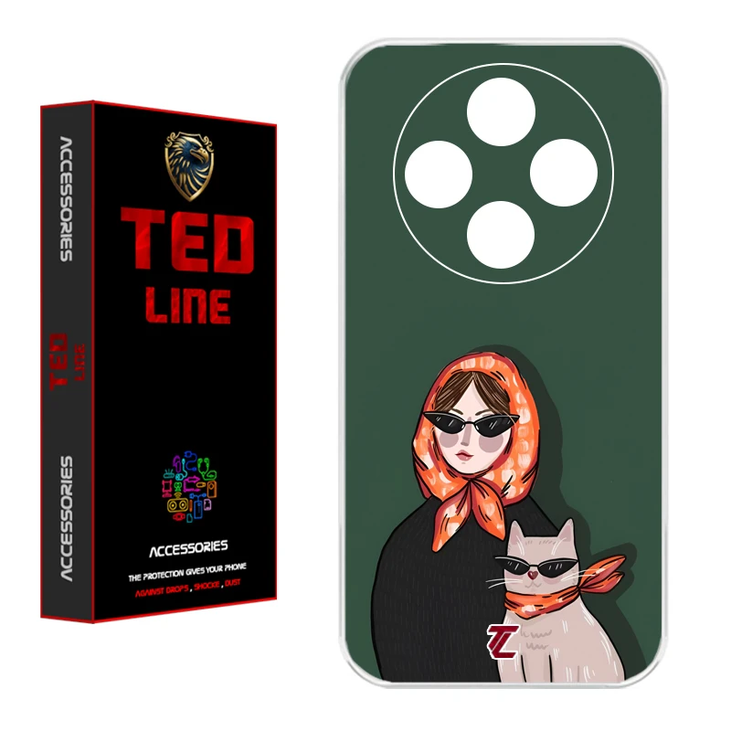 کاور تدلاین طرح دختر و گربه کد 1143 مناسب برای گوشی موبایل شیائومی Redmi 14C / Poco C75