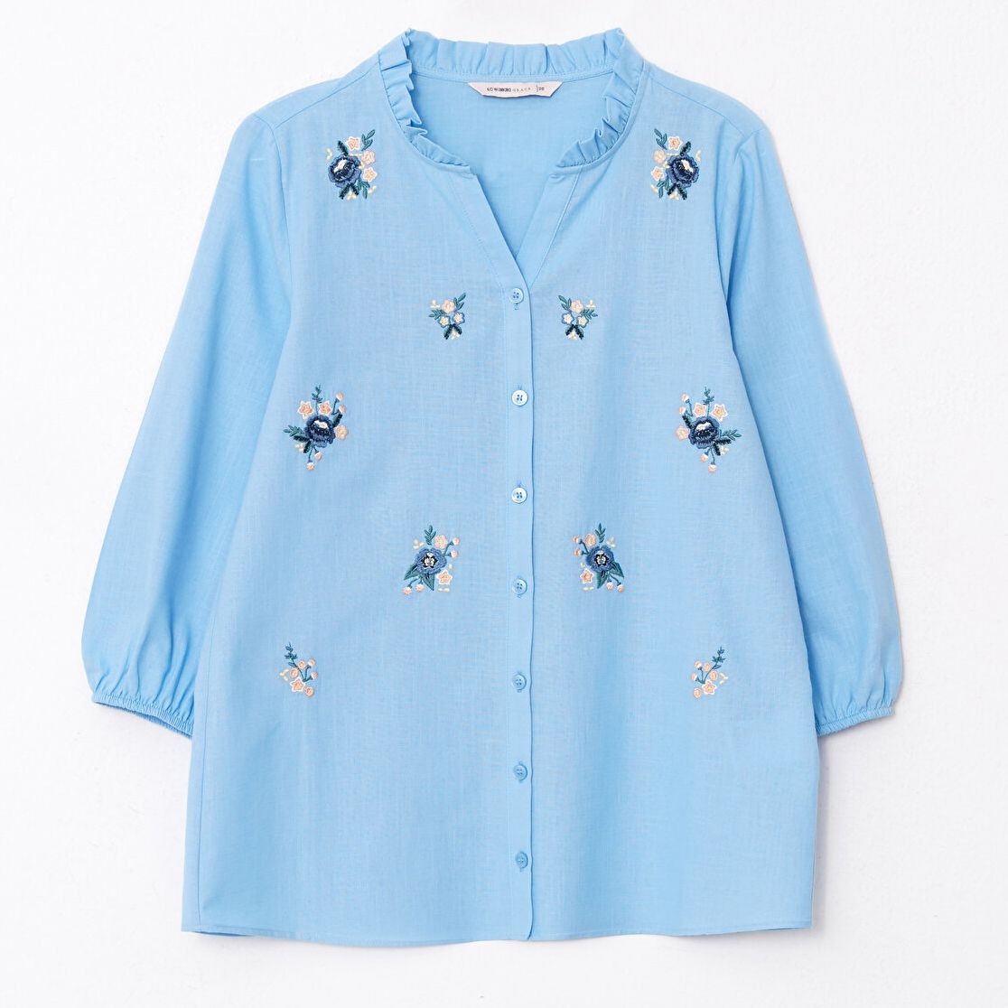 شومیز آستین بلند زنانه ال سی وایکیکی طرح بابونه - - 7