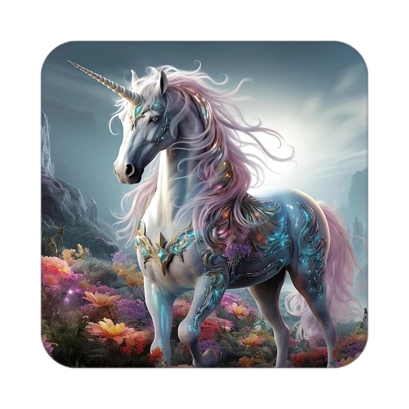 زیر لیوانی کاکتی طرح اسب تک شاخ و یونیکورن مدل mp31650