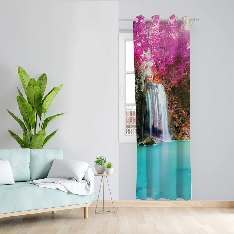 پرده طرح آبشار مدل مخمل پانچی کد L 1369R Z سایز 140x200 سانتی متر