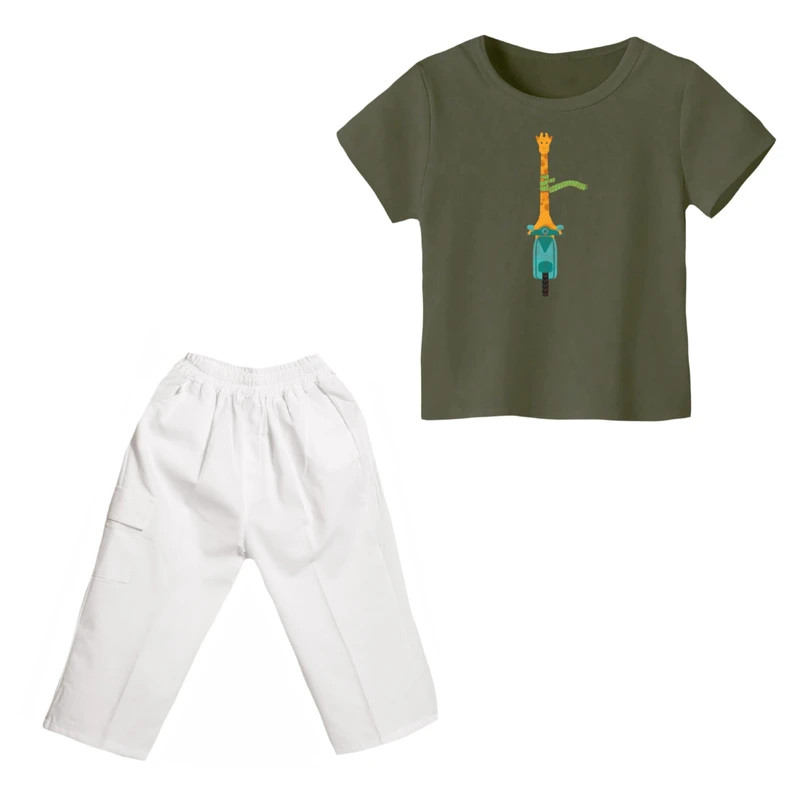 ست تی شرت و شلوارک پسرانه مدل زرافه کد ۲۸