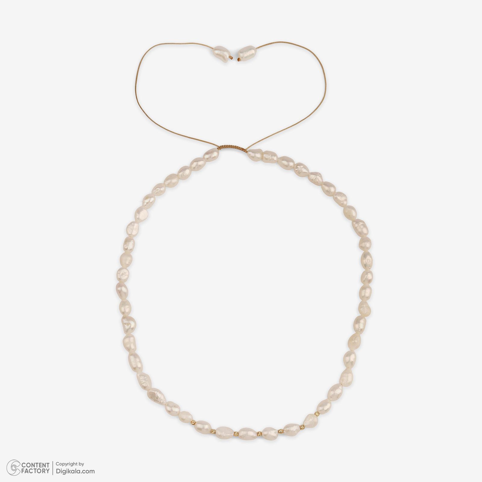 گردنبند طلا 18 عیار زنانه با زنجیر مروارید وی گالری مدل گوی البرنادو و باروک کد NC4119 -  - 3