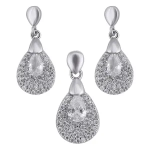 نیم ست نقره زنانه مدل اشکی کد M3154