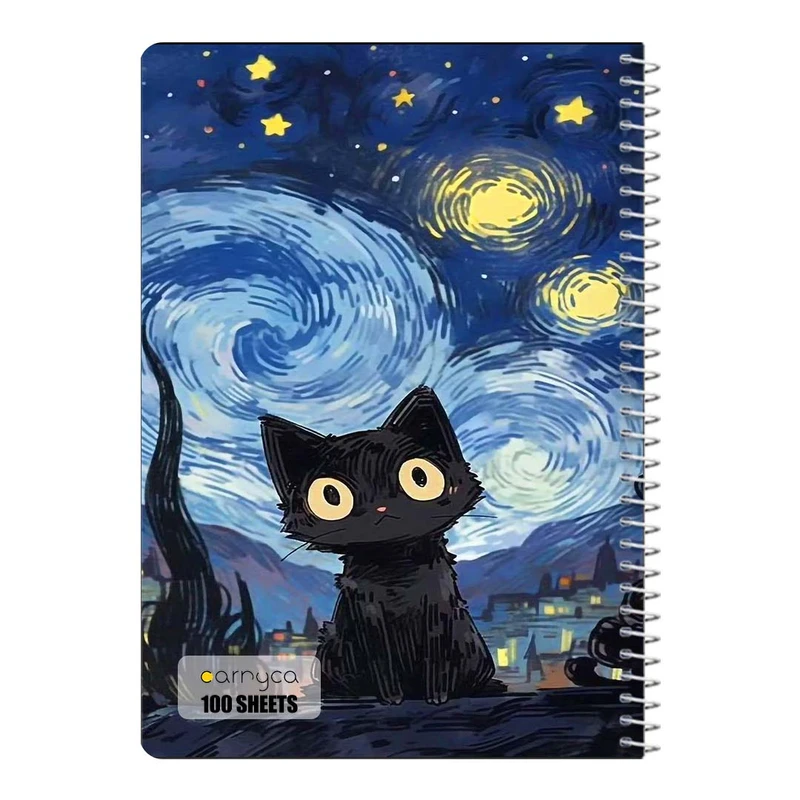 دفتر مشق 100 برگ سیمی کارنیکا طرح شب پرستاره فانتزی ون گوگ Fantasy Starry Night Van Gogh کد 63850
