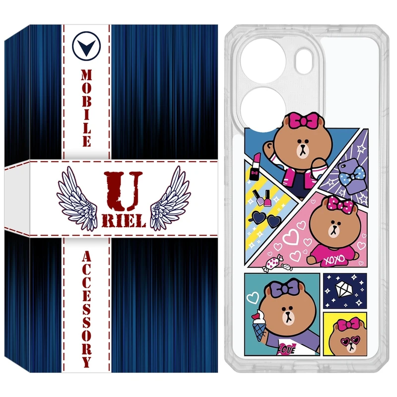 کاور یوریل مدل Clear کد 13 طرح Brown مناسب برای گوشی موبایل شیائومی Poco X7 Pro