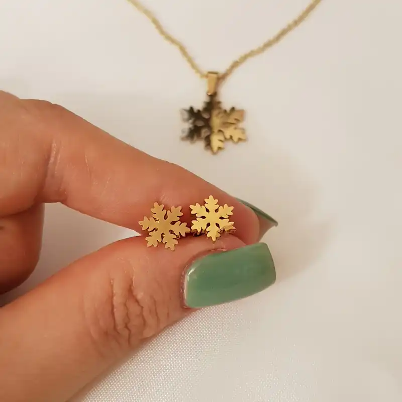 نیم ست زنانه مدل دانه برف استیل 3206