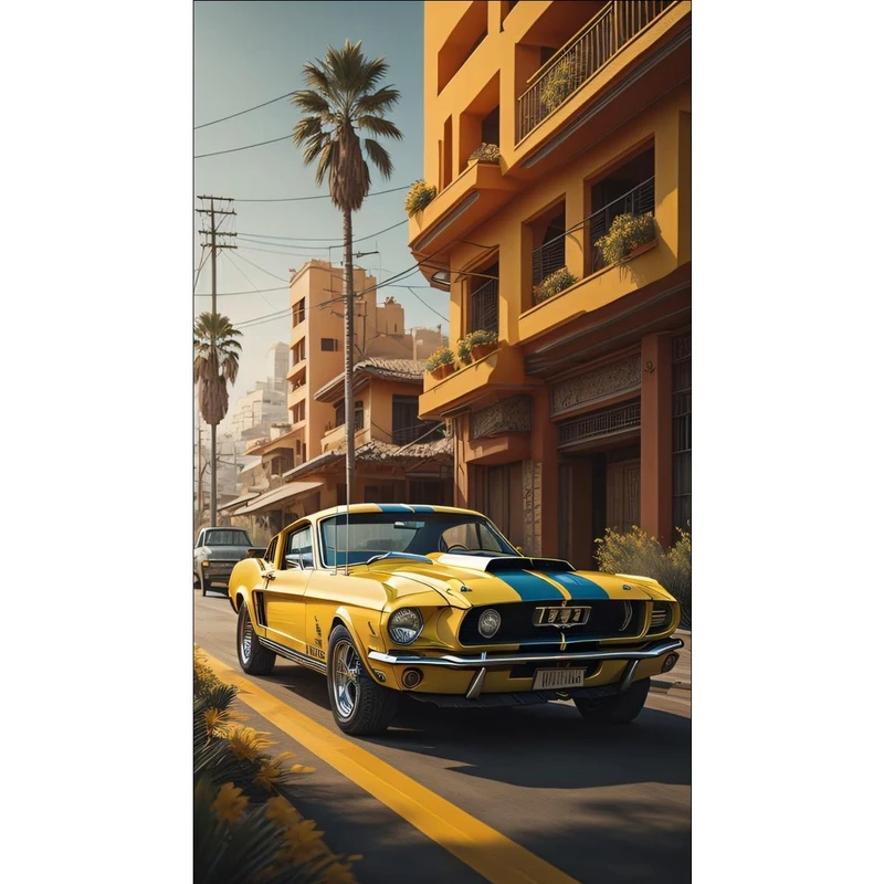 پوستر بوم استیکر طرح ماشین مدل Mustang کد P186