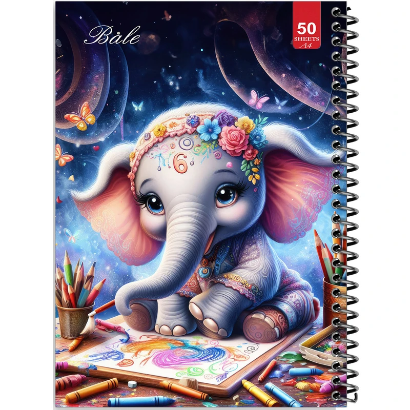 دفتر نقاشی 50 برگ انتشارات بله طرح فیل در حال طراحی کد A4-L201