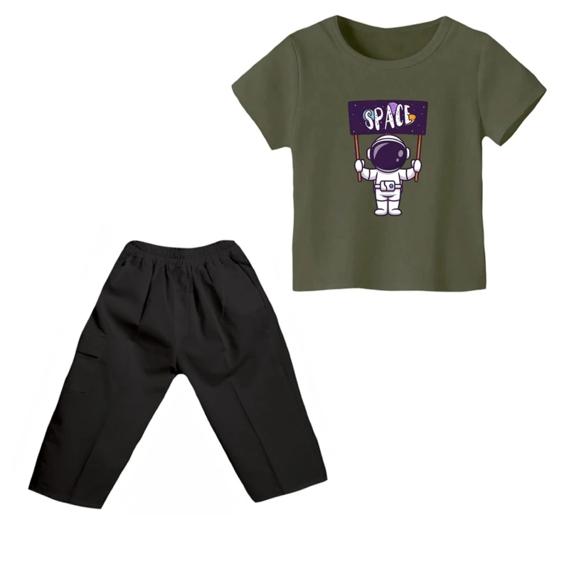 ست تی شرت و شلوارک پسرانه مدل فضانورد کد ۵