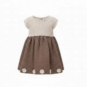 پیراهن بافتنی بدون آستین یقه خشتی دخترانه مدل s1345